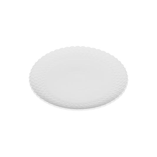 Confezione di 6 piatti da frutta in porcellana lavorata di colore bianco. Linea Momenti, per dare un tocco di eleganza ad ogni apparecchiatura. Dimensioni: diametro cm 20, h 2 cm Utilizzabile in forno tradizionale Utilizzabile in forno a microonde Lavabile in lavastoviglie. In negozio e online su tuttochic.it