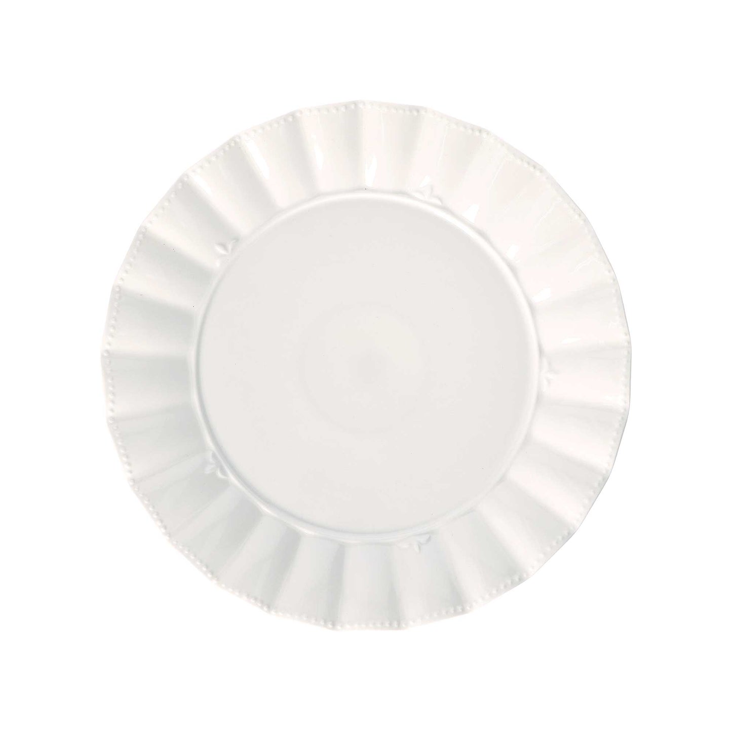 Confezione di 6 piatti piani in porcellana lavorata di colore bianco. Linea Ducale disegnata con forme eleganti e semplici capaci di impreziosire ogni occasione. Dimensioni singolo piatto: diametro cm 26,5.In negozio e online su tuttochic.it