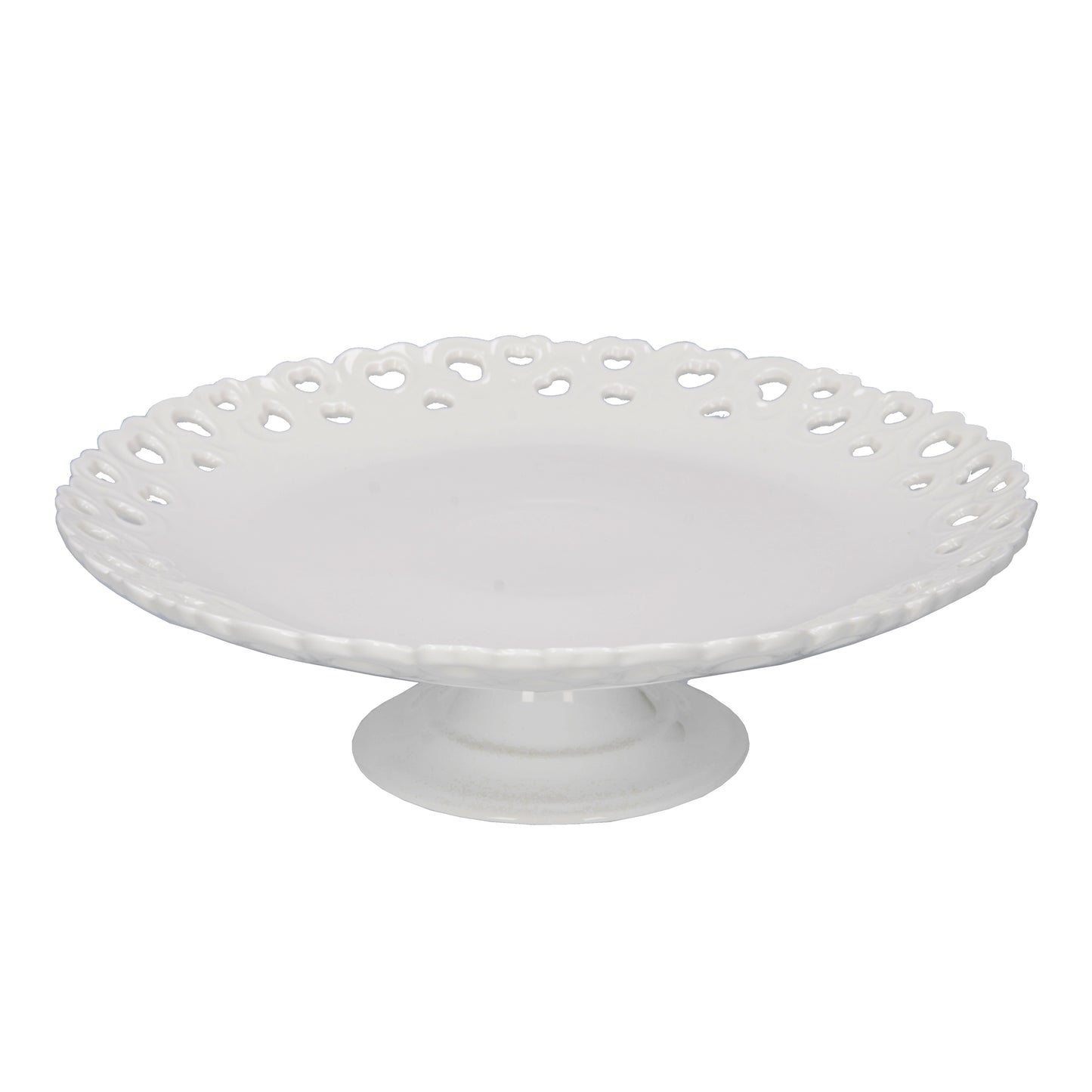 Alzata piatto traforato in porcellana bianca. Dimensioni: h 8 cm, Ø 26 Lavabile in lavastoviglie Utilizzabile in microonde Utilizzabile in forno tradizionale. In negozio e online su tuttochic.it