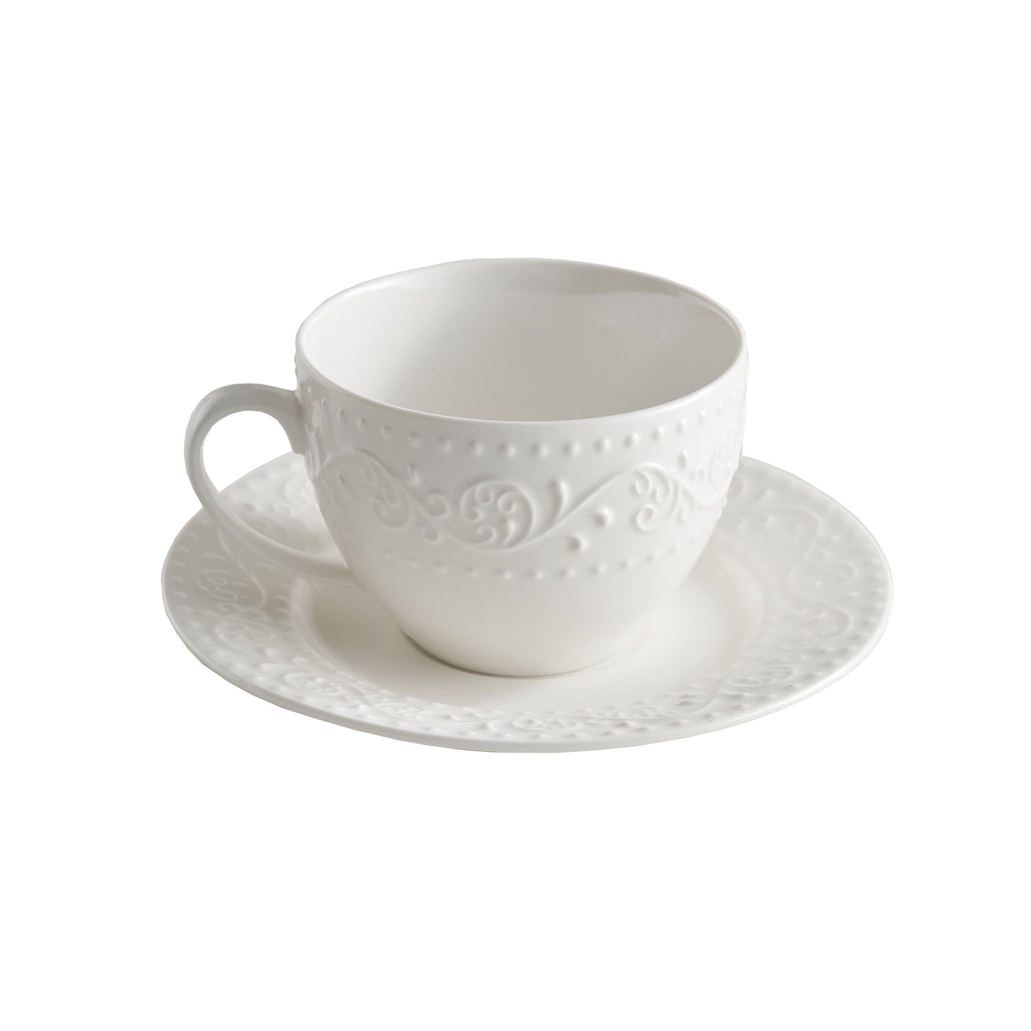 Set di 6 tazze tè con piattino in porcellana bianca. Sognante pervade la tavola di un’atmosfera romantica e ci fa rivivere ogni volta emozioni indelebili. Grazie alle sue linee morbide e delicate. Capacità: 350 cc Utilizzabile in forno tradizionale, microonde e lavastoviglie. In negozio e online su tuttochic.it