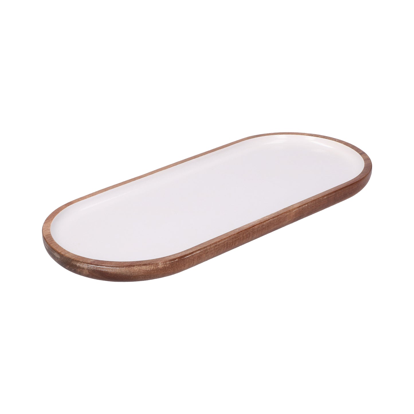 Vassoio ovale in legno laccato. Dimensioni: cm 35,6 x 15,2 x 1,9 Collezione Libeccio Un set di accessori intramontabili in legno smaltato, da collezionare uno dopo l'altro. Immancabili in credenza e preziosi sulla tavola, per servire in puro stile La Porcellana Bianca. Lavare a mano. In negozio e online su tuttochic.it