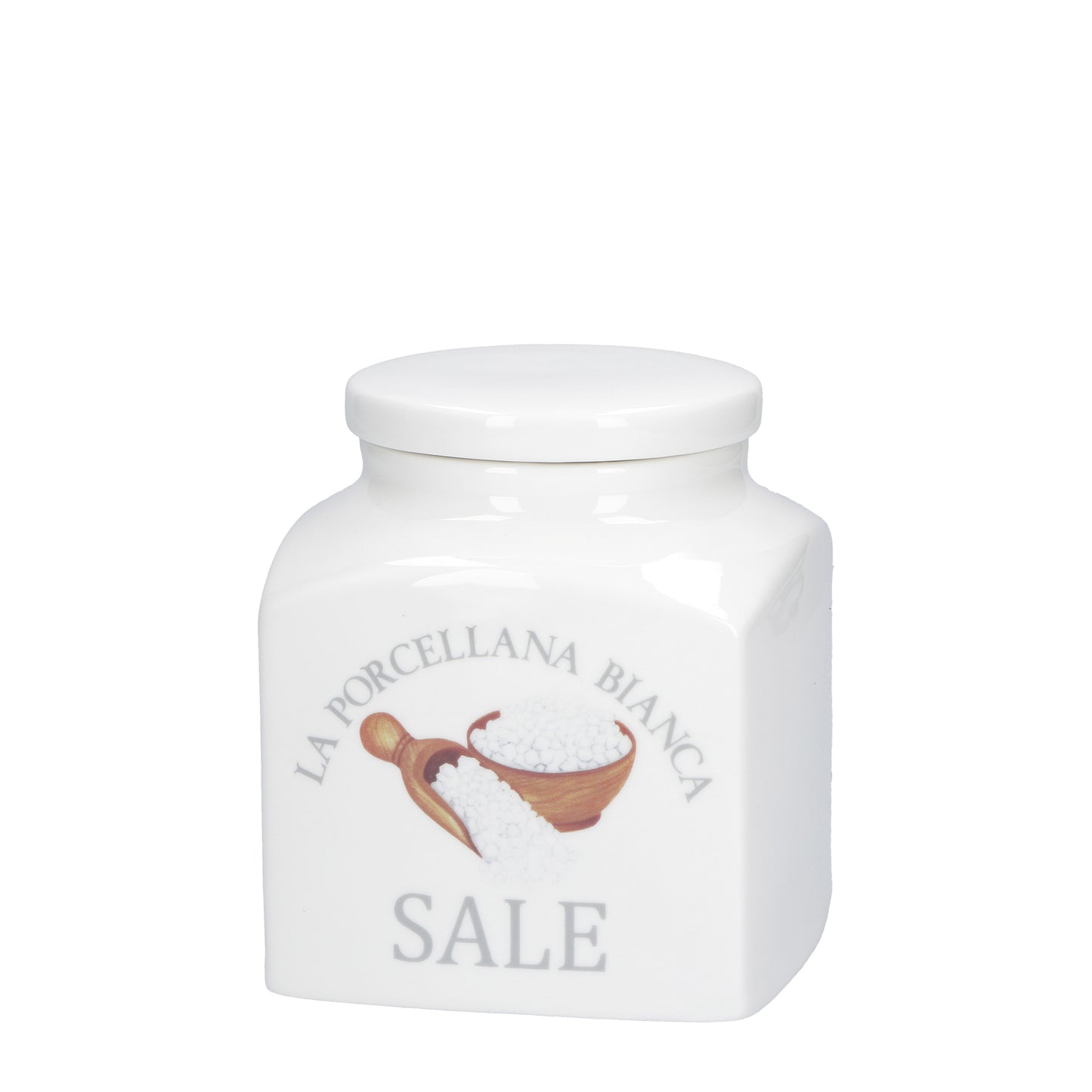 Barattolo decorato Sale in porcellana lt. 1,1. Funzionali ad ospitare gli alimenti più usati nei vostri piatti per una cucina sempre in ordine.