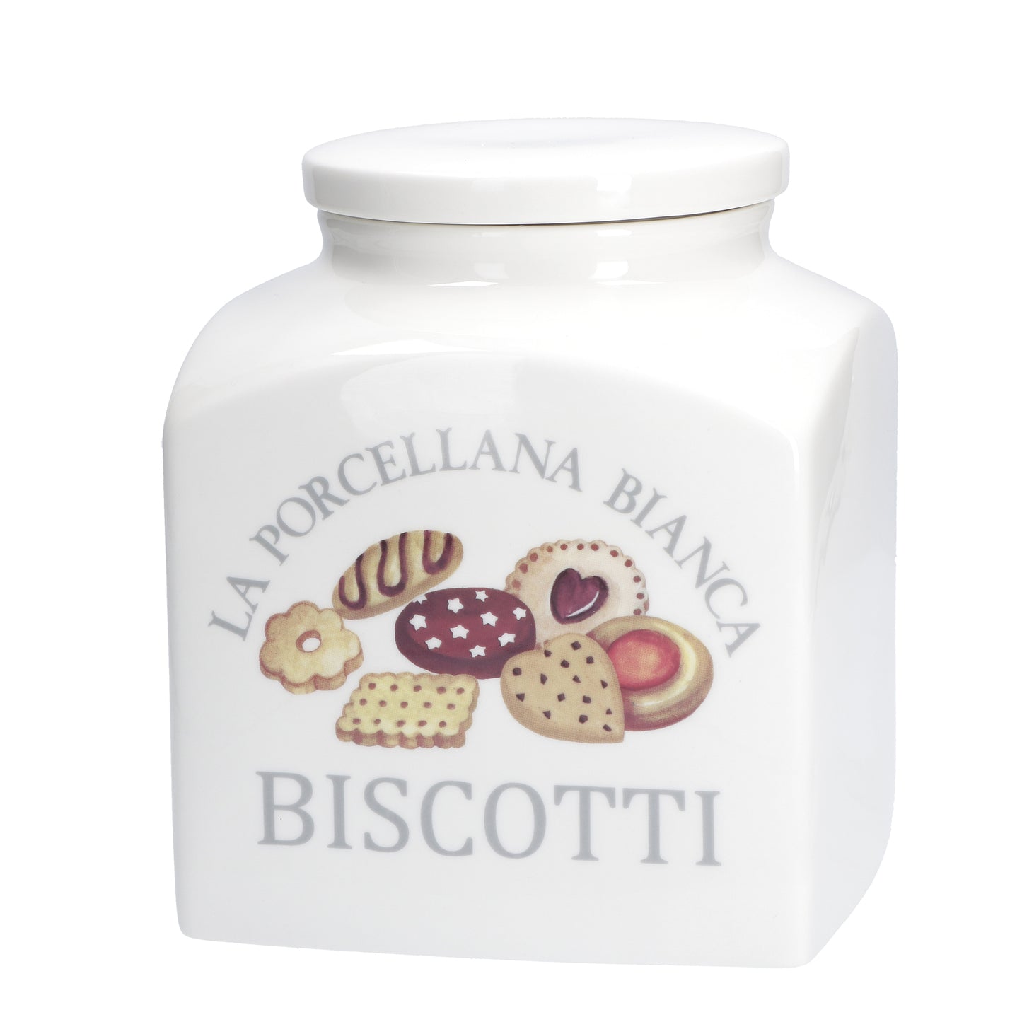 Biscottiera in porcellana decorata 3 lt. Funzionali ad ospitare gli alimenti più usati nei vostri piatti per una cucina sempre in ordine.