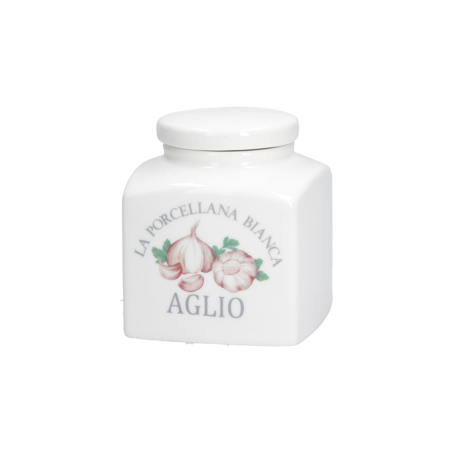 Barattolo in porcellana colorato con fori, ideale per conservare l'Aglio cc. 500. Dimensioni : 9,5x9,5xh11 cm Decorati, pratici e utili. In negozio e online su tuttochic.it