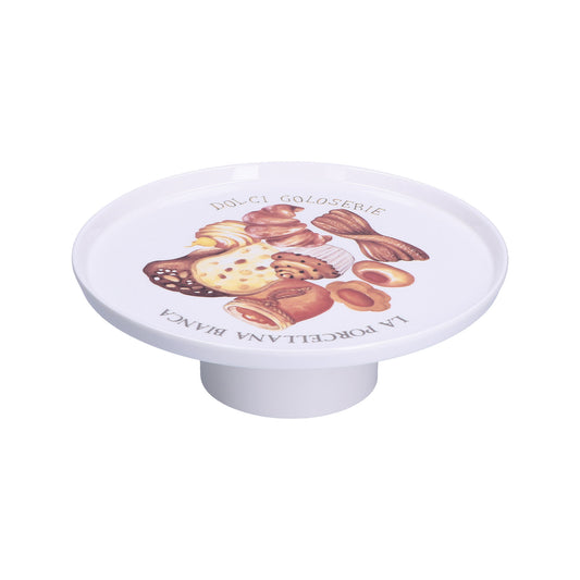 Alzatina in porcellana decorata. Dimensioni: cm ø 26 x 9 Lavabile in lavastoviglie. Utilizzabile in microonde. In negozio e online su tuttochic.it