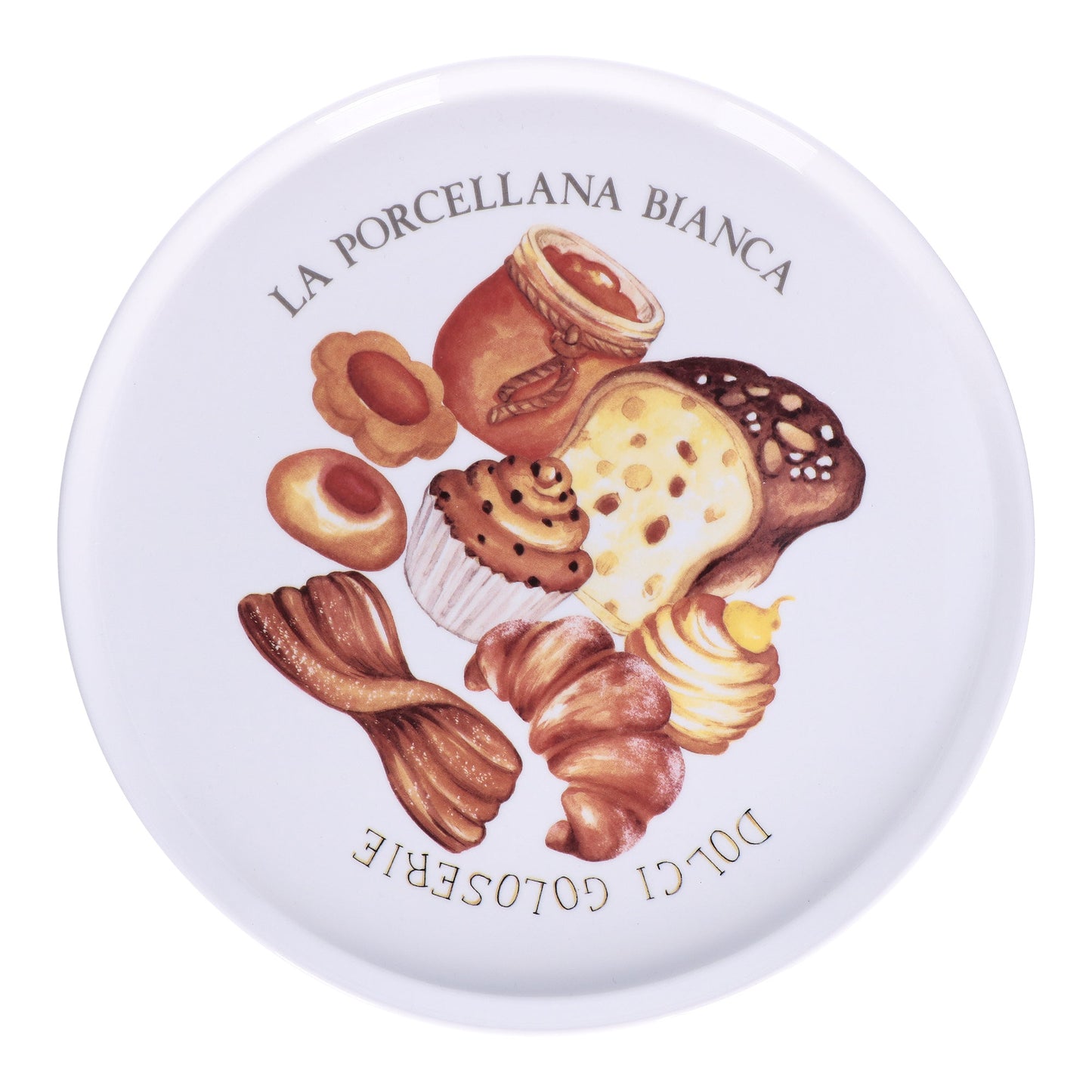 Alzatina in porcellana decorata. Dimensioni: cm ø 26 x 9 Lavabile in lavastoviglie. Utilizzabile in microonde. In negozio e online su tuttochic.it