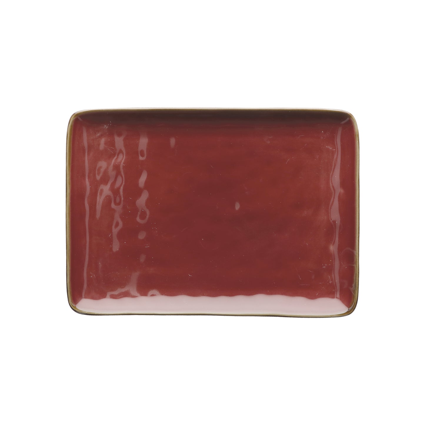 Vassoio rettangolare in porcellana di colore rosso malaga. Colori e forme moderne si mescolano con armonia ed elementi della tradizione. Dimensioni: cm 27 x 19. In negozio e online su tuttochic.it