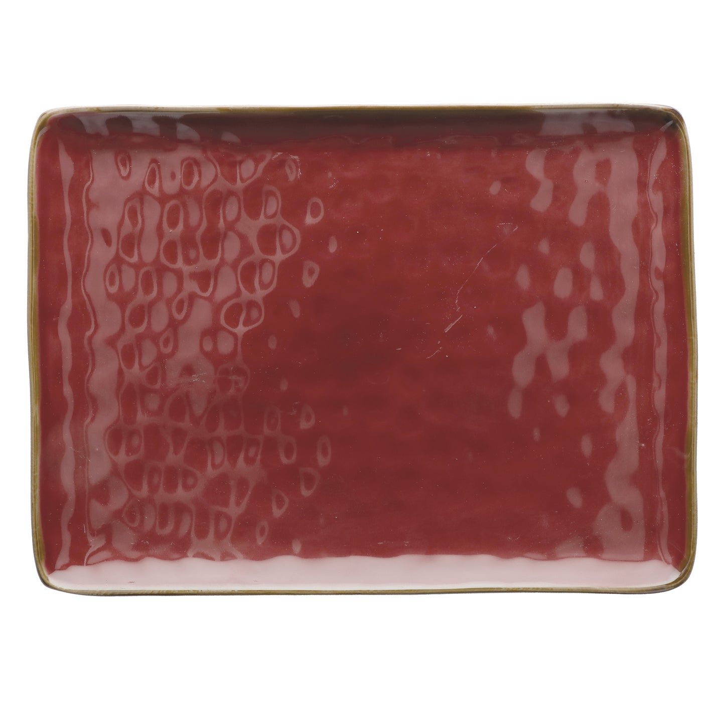 Vassoio rettangolare in porcellana di colore rosso malaga. Colori e forme moderne si mescolano con armonia ed elementi della tradizione. Dimensioni: cm 36 x 26,5. In negozio e online su tuttochic.it