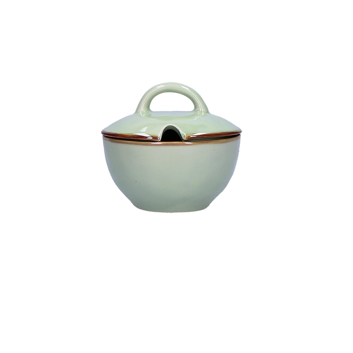 Zuccheriera con coperchio in porcellana di colore tè verde. Colori e forme moderne si mescolano con armonia ed elementi della tradizione. Dimensioni: Ø 11 cm, 250 cc Materiali: Stoneware Lavabile in lavastoviglie Utilizzabile in microonde. In negozio e online su tuttochic.it