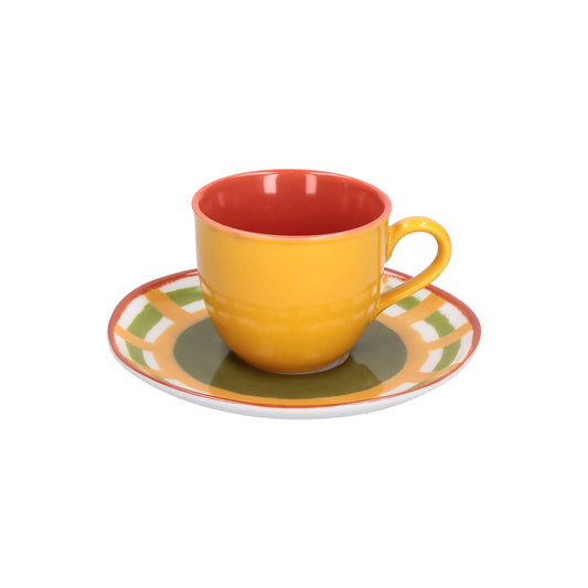 Set di 6 tazzine da caffè c/piattino in porcellana decorata. Capacità: cc100 Cottage è una collezione perfetta per la stagione autunnale. Il trattamento pittorico e i colori caldi della terra rimandano alle campagne tipiche del mediterraneo. Utilizzabile in lavastoviglie e microonde. In negozio e online su tuttochic.it