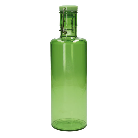 Bottiglia in acrilico color verde lime, per alimenti, lavabile in lavastoviglie. Capacità: lt. 1,0 Dimensioni: cm ø 8,5 x 28 h. In negozio e online su tuttochic.it