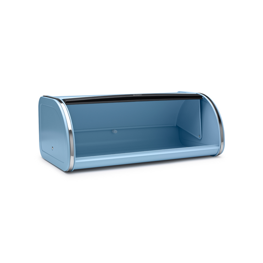 Portapane in metallo celeste con apertura scorrevole presenta un piano superiore piatto dove puoi collocare barattoli, contenitori, ecc. Apertura facilitata grazie all'ampia maniglia. Dimensioni: Altezza: 17,3 cm Lunghezza: 26,2 cm Larghezza 44,5 cm Capacità: 16 litri Peso: 1,5 Kg. In negozio e online su tuttochic.it