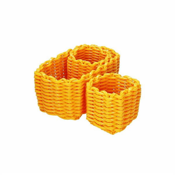 Set di 3 cestini portatutto in plastica per alimenti di colore turchese. Composto da:1 cestino rettangolare cm 26 X14 e 2 cestini quadrati cm 11 X11. In negozio e online su tuttochic.it