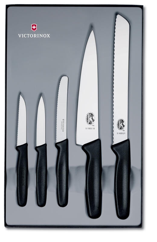 Set 5 coltelli da cucina Swiss Made con lama in acciaio inox.Ideali per cucine casalinghe. Qualità svizzera a casa tua