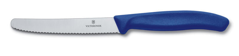 Coltello da tavola e per pomodoro realizzato in Svizzera con filo ondulato ultra affilato e con impugnatura ergonomica. Lunghezza della lama cm 11. Lavabile in lavastoviglie. In negozio e online su tuttochic.it