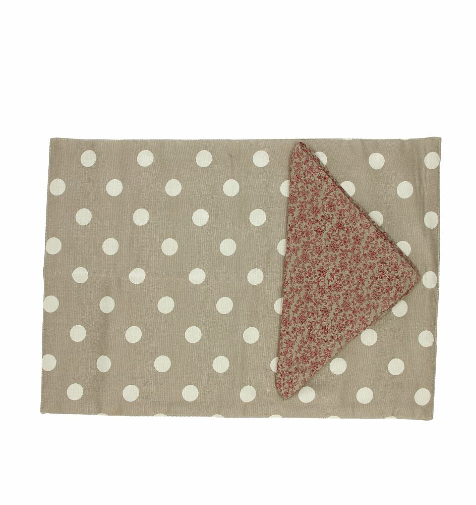 Tovaglietta con tovagliolo Ortigia pois beige