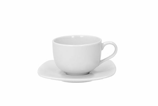 Set di 6 tazzine da caffè tonda con piattino quadrato in porcellana liscia di colore bianco. Capacità: CC 80. In negozio e online su tuttochic.it