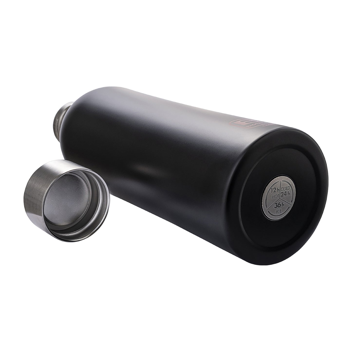 Bottiglia TWIN 800ml(27.051 US fl.oz.) nero opaco. Tappo finitura satinata. Mantiene i liquidi caldi per 12 ore, freddi per 24 e il ghiaccio per 36 ore. Realizzata in acciaio inox 18/10, a doppia parte sottovuoto e con uno speciale rivestimento in rame tra le due pareti. In negozio e on line su tuttochic.it