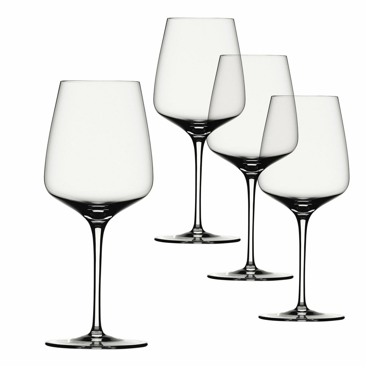Set di 4 calici vino rosso da degustazione Bordeaux in vetro cristallino. Dimensioni: mm 100 x 238 h - Capacità: 635 ml. Lavabile in lavastoviglie. In negozio e online su tuttochic.it