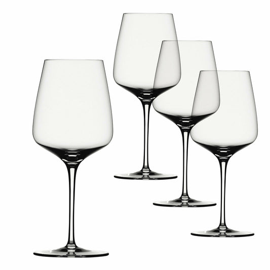 Set di 4 calici vino rosso da degustazione Bordeaux in vetro cristallino. Dimensioni: mm 100 x 238 h - Capacità: 635 ml. Lavabile in lavastoviglie. In negozio e online su tuttochic.it