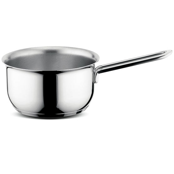 Casseruola manico lungo in acciaio inox 18/10, diametro cm 14. Deliziosa è la linea Made in Italy in acciaio di Lagostina. Caratteristiche distintive sono il pratico bordo a versare e i coperchi in acciaio con pomolo serigrafato e il fondo spesso a tre strati Lagoseal Plus