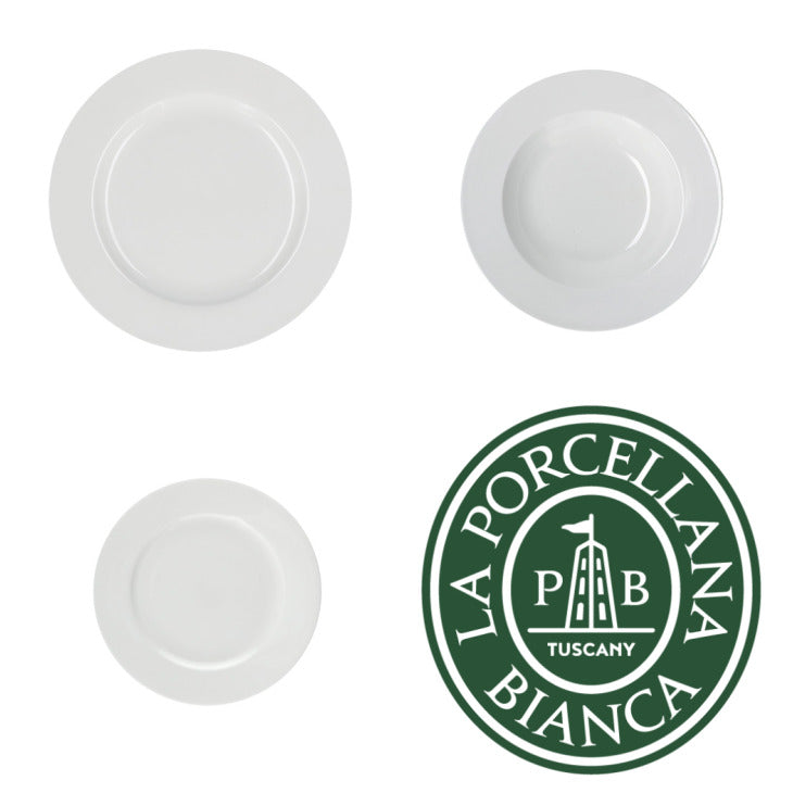 Confezione di 12 piatti da tavola in pregiata porcellana Bone China bianca composto da: 4 piatti piani ø cm 27 4 piatti fondi ø cm 23 4 piatti frutta ø cm 20. Lavabile in lavastoviglie Utilizzabile in microonde Utilizzabile in forno tradizionale. In negozio e online su tuttochic.it