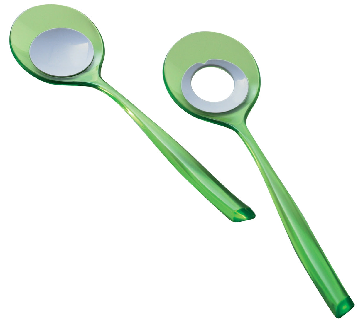 Set di 2 posate in plastica ABS SAN di colore verde trasparente. Dimensioni: cm 27 x 7,2. In negozio e online su tutttochic.it