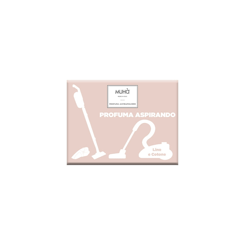 SEMI NATURALI PROFUMATI Usando l’aspirapolvere potrai profumare piacevolmente i tuoi ambienti. SEMI NATURALI • SENZA SILICONI• SENZA PARABENILA CONFEZIONE CONTIENE 5 BUSTINE Fragranza Lino e Cotone Fragranza intensa, semplice e raffinata ispirata al profumo di pulito. In negozio e online su tuttochic.it