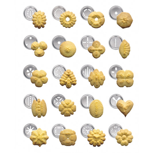 Biscuits è la pressa per fare i biscotti fatti in casa. Con pochi semplici gesti crei 20 diverse forme e 2 misure di biscotti, da decorare a piacere. Ti farà riscoprire il gusto, il profumo e la genuinità dei biscotti appena sfornati. Dimensioni: cm 12 × 6 × 21.5 h, colore argento. In negozio e online su tuttochic.it