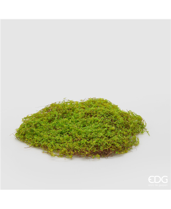 Zolla di Muschio artificiale. Dimensioni: il diametro varia da 23 a 26 cm x 1 h, poichè il prodotto è realizzato a mano.