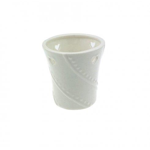 Porta Candele Sampler White Heart, Porcellana con cuori, Yankee Candle dimensioni cm 7 x 7,5 h. In negozio e online su tuttochic.it