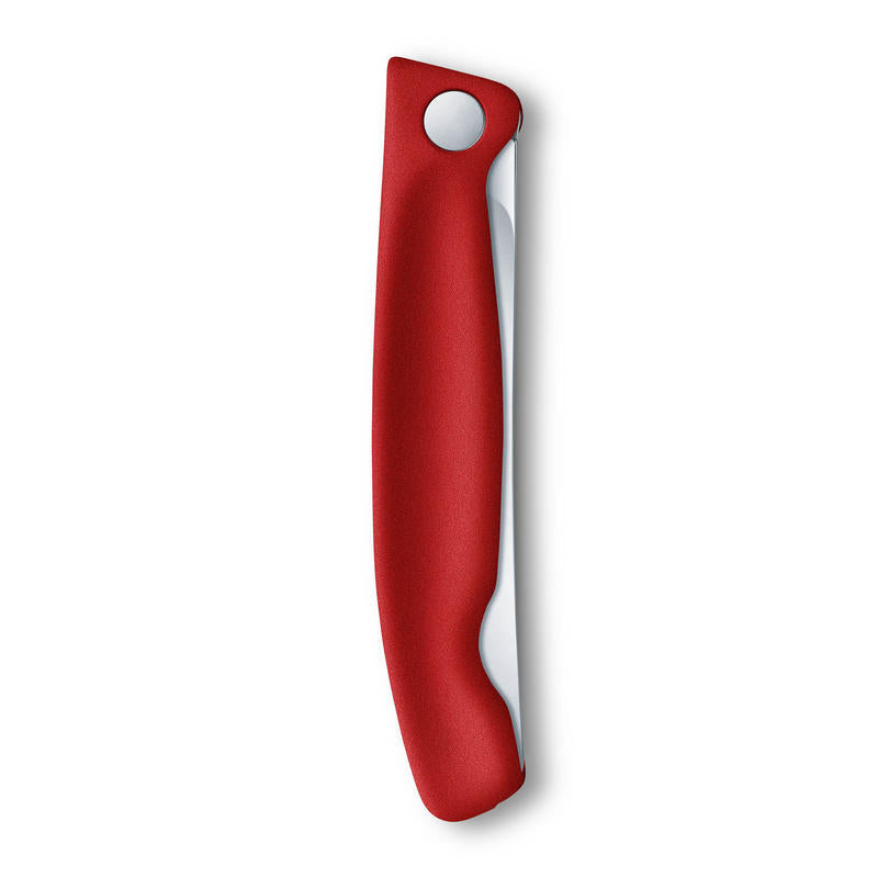 Coltello per verdure realizzato in Svizzera con filo ondulato Con lama in acciaio inossidabile che si ripiega in tutta sicurezza nel manico Coltello pratico, compatto e versatile per sbucciare e affettare frutta e verdura Lunghezza della lama cm 11 Lavabile in lavastoviglie