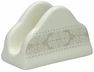 Portatovaglioli in ceramica decorata Bonheur. Dimensione: cm. 13 x 6 x 8 h. Per alimenti, lavabile in lavastoviglie