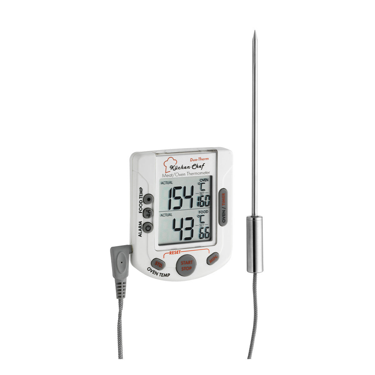 il termometro digitale 2 in 1 per grill / arrosti non solo ti informa sulla temperatura interna attuale, ma anche sulla temperatura esatta del tuo forno. Un segnale acustico avvisa che sono state raggiunte le temperature desiderate. In negozio e online su tuttochic.it