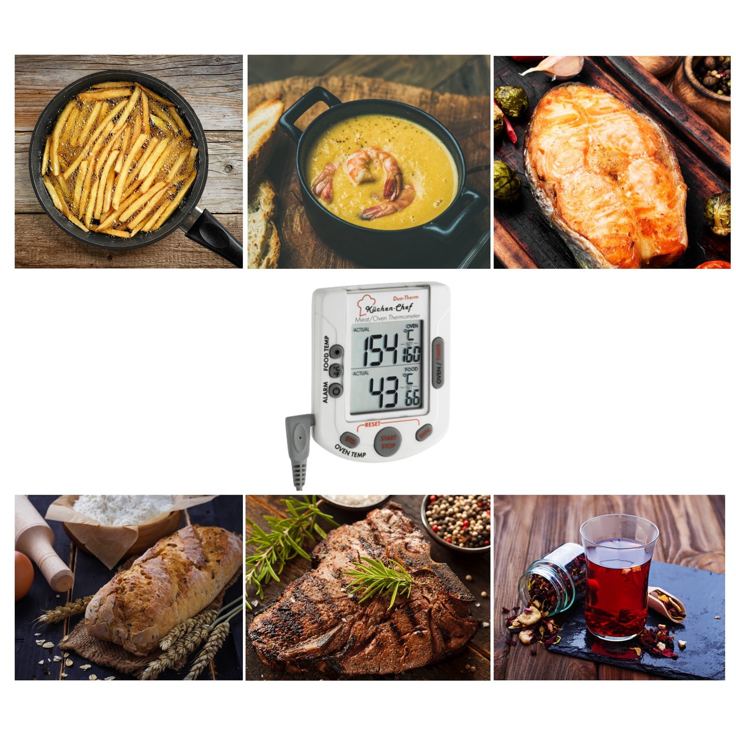 il termometro digitale 2 in 1 per grill / arrosti non solo ti informa sulla temperatura interna attuale, ma anche sulla temperatura esatta del tuo forno. Un segnale acustico avvisa che sono state raggiunte le temperature desiderate. In negozio e online su tuttochic.it