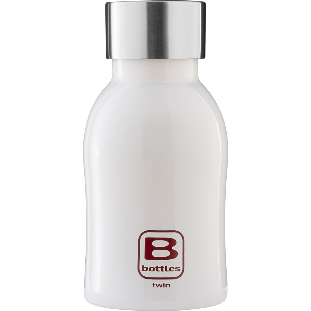 Bottiglia TWIN 250ml (8.453 US fl.oz.) bianco lucido. Tappo finitura satinata. Mantiene i liquidi caldi per 12 ore, freddi per 24 e il ghiaccio per 36 ore. Realizzata in acciaio inox 18/10, a doppia parte sottovuoto e con uno speciale rivestimento in rame tra le due pareti. In negozio e on line su tuttochic.it