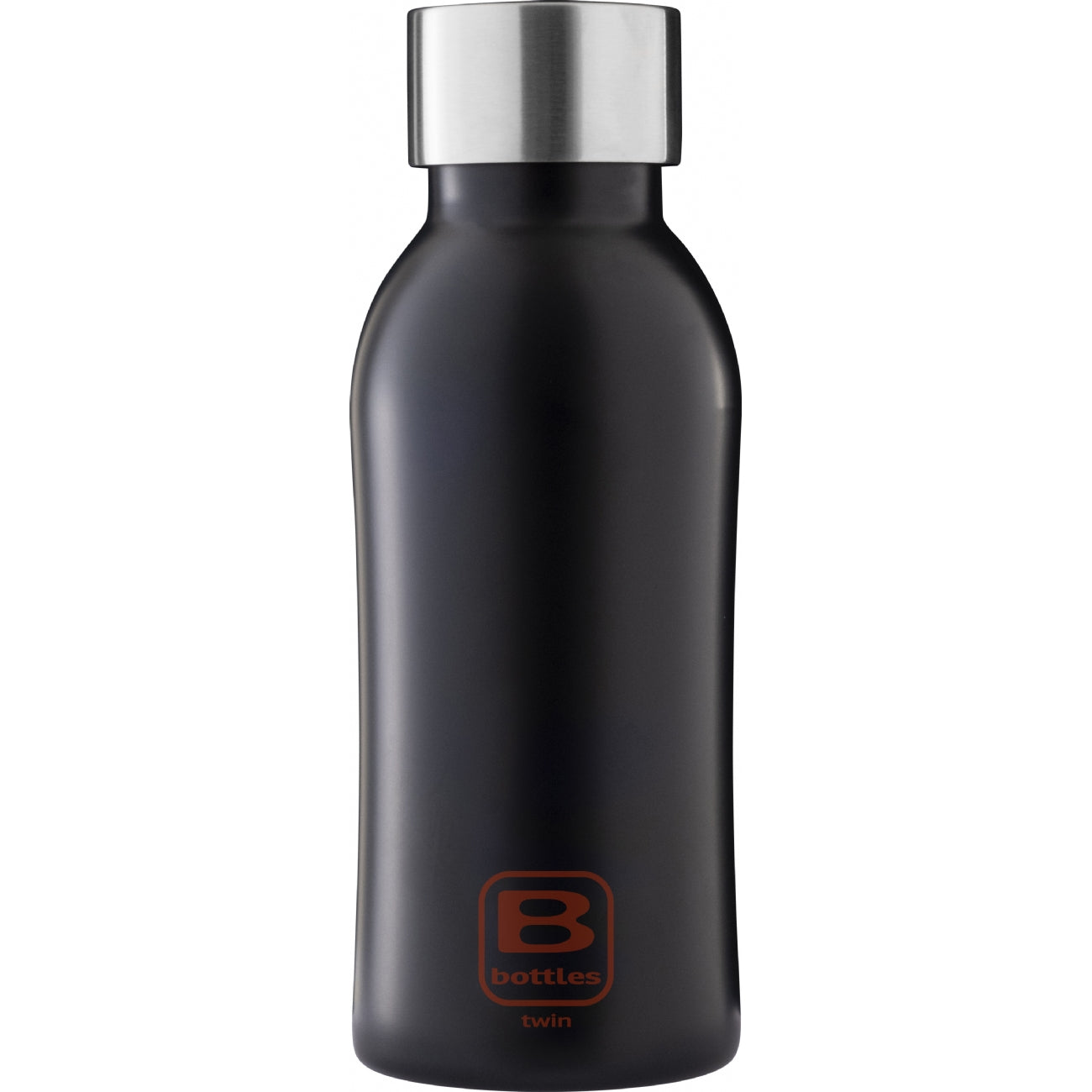 Bottiglia TWIN 350 ml nero opaco. Tappo finitura satinata. Mantiene i liquidi caldi per 12 ore, freddi per 24 e il ghiaccio per 36 ore. Realizzata in acciaio inox 18/10, a doppia parte sottovuoto e con uno speciale rivestimento in rame tra le due pareti. In negozio e on line su tuttochic.it