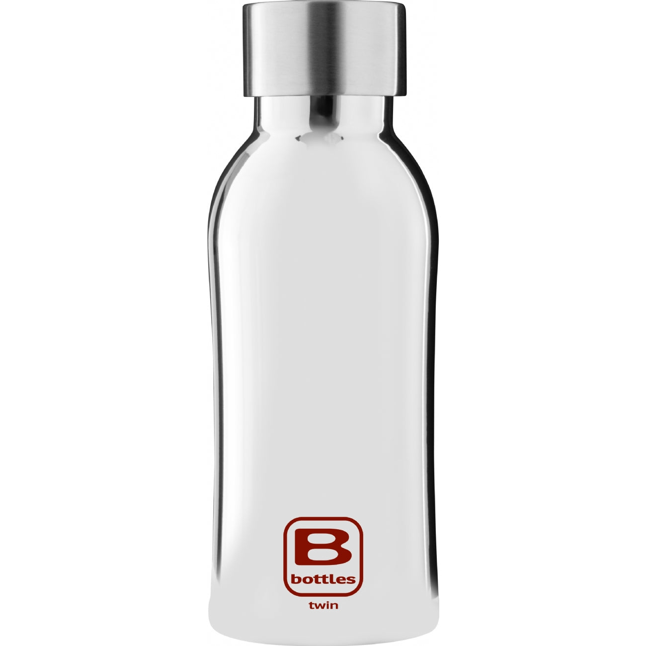 Bottiglia TWIN 350ml(11.835 US fl.oz.) argento lucido. Tappo finitura satinata. Mantiene i liquidi caldi per 12 ore, freddi per 24 e il ghiaccio per 36 ore. Realizzata in acciaio inox 18/10, a doppia parte sottovuoto e con uno speciale rivestimento in rame tra le due pareti. In negozio e on line su tuttochic.it