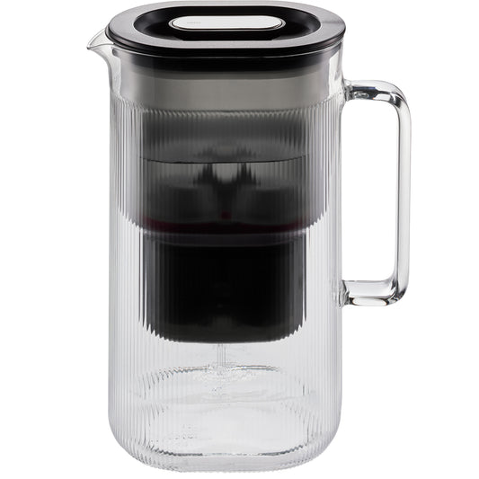 Caraffa filtrante PURALIS di GEFU in vetro borosilicato con cartuccia filtro BWT al magnesio.