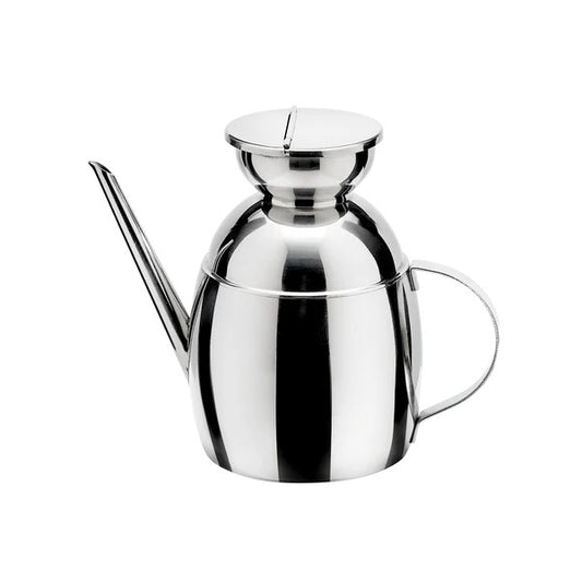 Oliera classica Tosca Olipac da 700 ml in acciaio inox lucido con manico, beccuccio a lancia e coperchio apribile