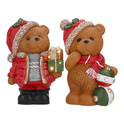 Set 2 orsetti natalizi con LED Timstor