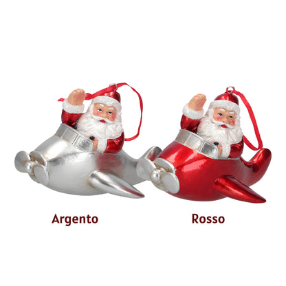 Decorazione natalizia da appendere Babbo Natale su aereo