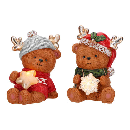 Set 2 orsetti natalizi con LED Timstor