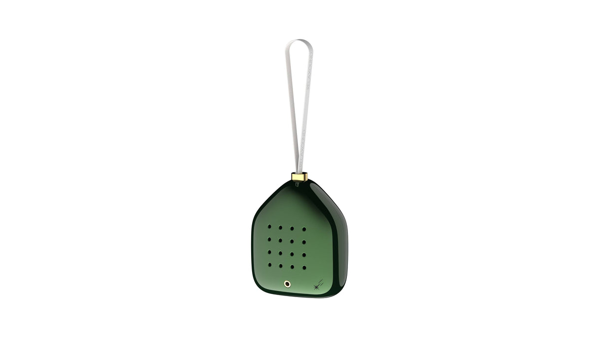 Decorazione natalizia sonora Relaxound Jingle Bells Green Sparkles verde lucido con sensore e asola in tessuto bianco