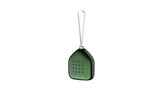 Decorazione natalizia sonora Relaxound Jingle Bells Green Sparkles verde lucido con sensore e asola in tessuto bianco