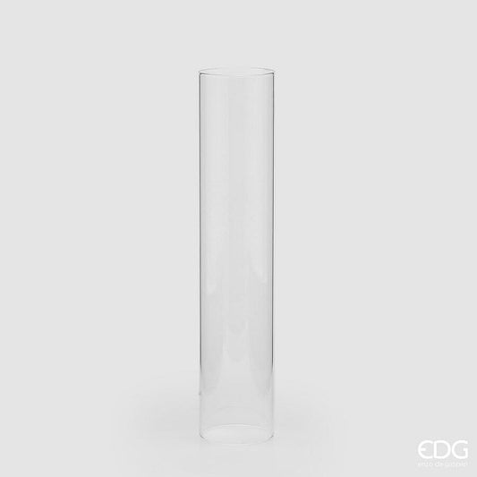 Frangivento cilindrico in vetro trasparente per candele EDG Enzo De Gasperi.
