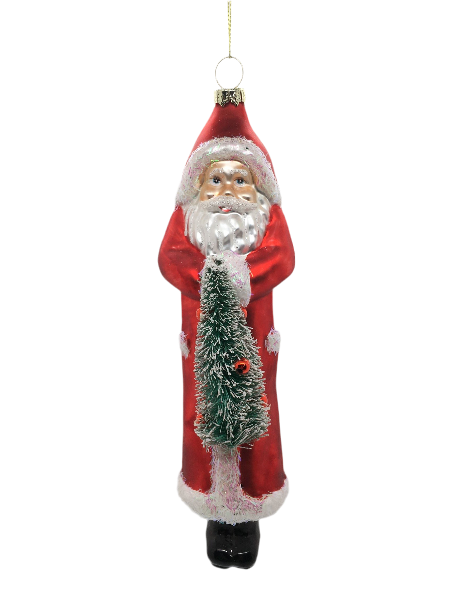 Decoro per albero di Natale Babbo Natale in vetro decorato cm. 20 x 5. . In negozio e online su tuttochic.it