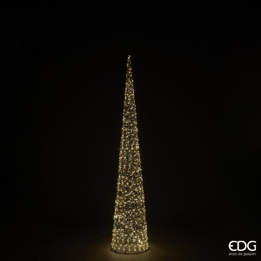 Albero di Natale a forma di cono con 960 led realizzato in metallo color oro chiaro e decorato con perline diametro cm 34 x 180 h. In negozio e online su tuttochic.it