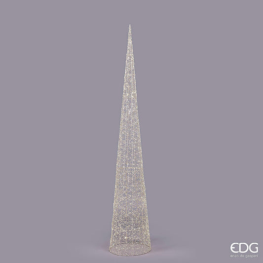 Albero di Natale con 1440 led a forma di cono realizzato in metallo color oro chiaro e decorato con perline diametro cm 40 x 210 h. In negozio e online su tuttochic.it