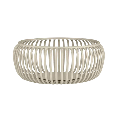 Ciotola decorativa LITO taglia S di Blomus in acciaio verniciato a polvere colore bianco o nomad, diametro 20 cm.
